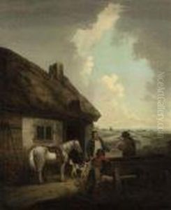 Figures Conversing Outside A Cottage Figures Conversing Outside A Cottage