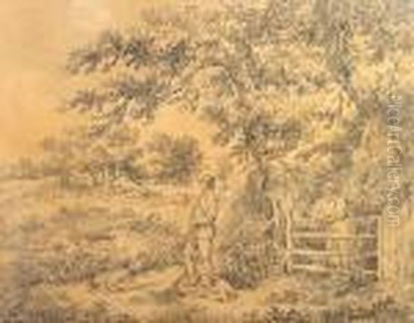 Sportsman And His Dogs In A Countrylandscape - view 1