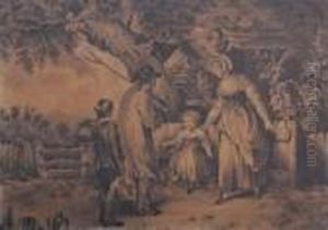Figures Outside A Cottage by George Morland