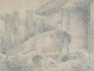 A Sow And Two Piglets by George Morland