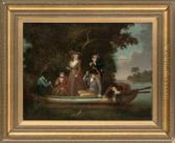A River Landscape With An Angling Party - view 1