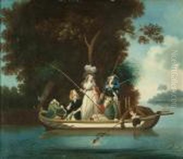 A Party Angling In A Punt - view 1