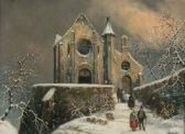 Winter Church Scene - view 1