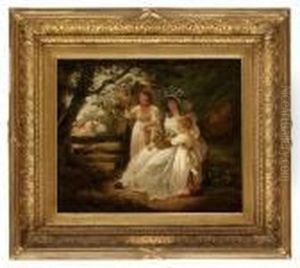 Dam Med Tva Barn I Landskap by George Morland