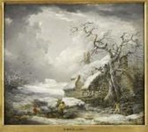 Gathering Firewood In A Snow Covered Landscape