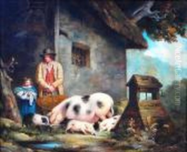With Farmers' Wife And Daughter Looking On - view 1