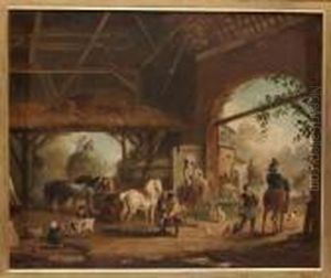 Stallinterior Med Figurer Och Hastar by George Morland
