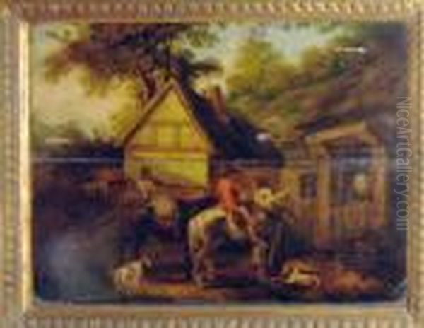 Figures At A Barn - view 1