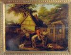 Figures At A Barn by George Morland