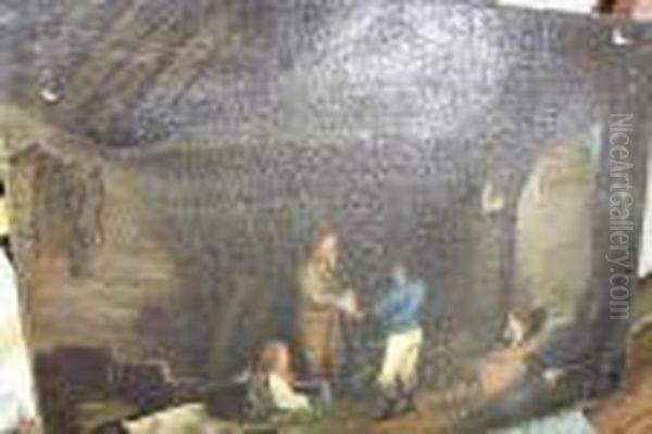 Villagers In A Pigsty With Pigs And Piglets - view 1
