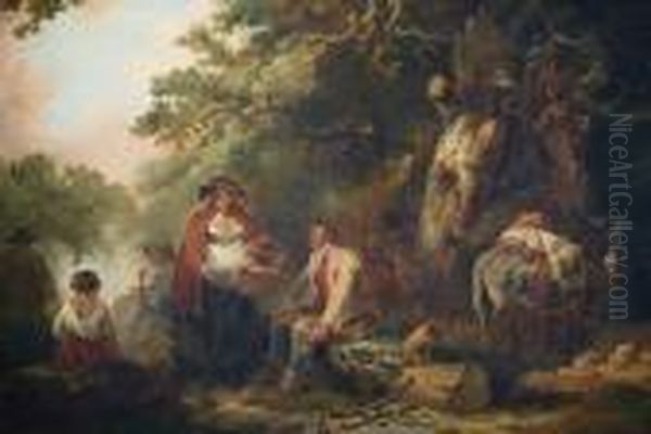 A Travellers' Encampment In A Woodland - view 1