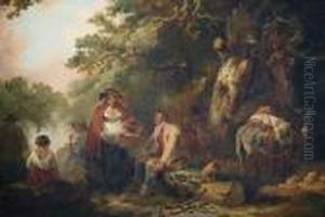 A Travellers' Encampment In A Woodland