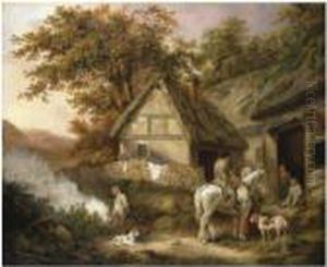 A Traveller Resting At A Cottage With A Boy Burning Weeds To Theleft A Traveller Resting At A Cottage With A Boy Burning Weeds To Theleft