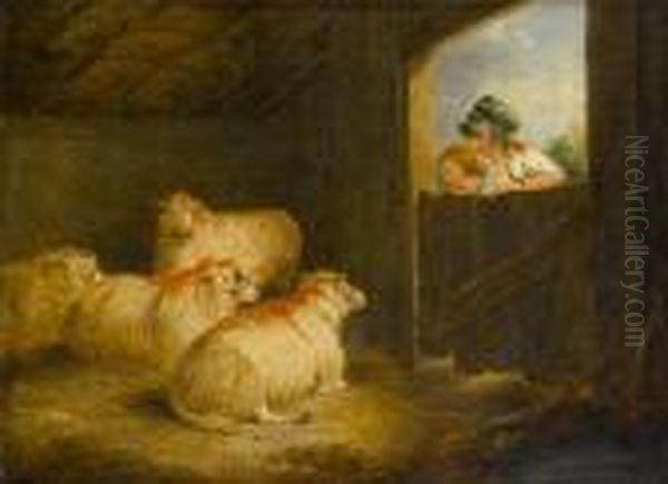 A Boy Looking Into A Pigsty; And A Barninterior With Two Girls Observing Sheep - view 1