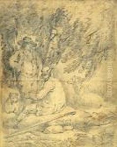 Shepherds And Sheep By A Tree by George Morland