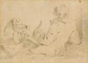 Study Of A Boy With His Dog by George Morland