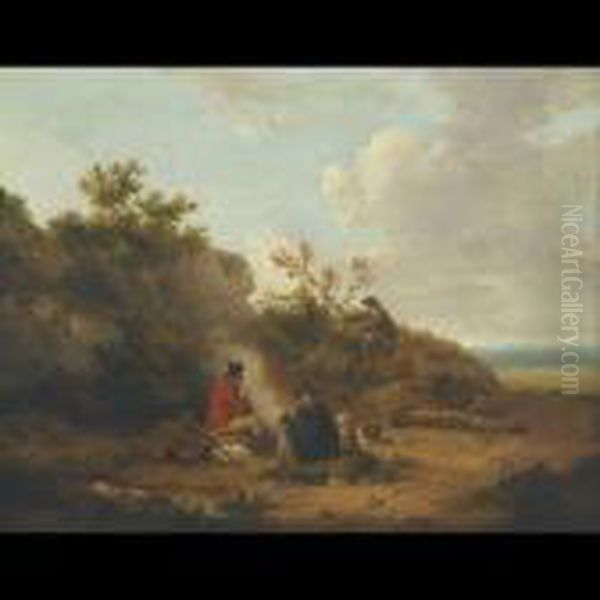 Stable Interior; Soldier And Gypsies Around A Campfire - view 1