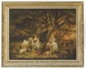 Figures Gathered In A Woodland Clearing Figures Gathered In A Woodland Clearing