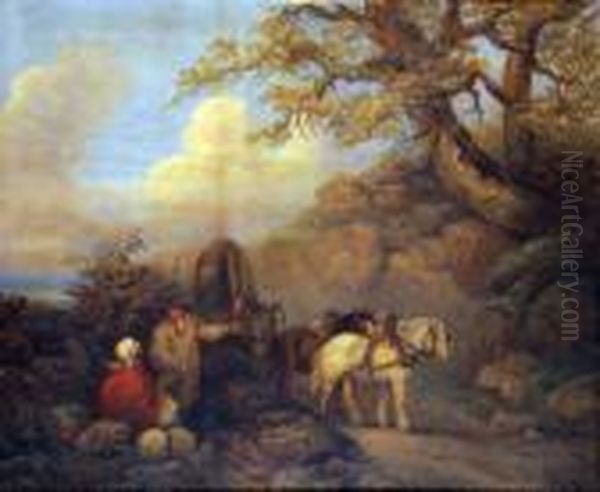 Figures Resting And In Conversation, With Heavy Horses - view 1