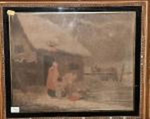 A Milk Maid, A Cow Herd, Together With Three Other Similar Aquatints