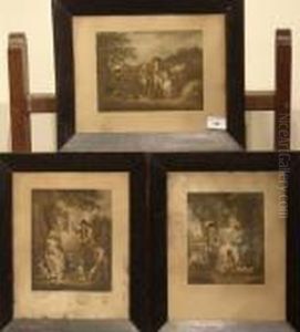 'the Angry Farmer,' 'the Farmers Door' And 'dancing Dogs.' by George Morland