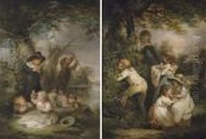 Children Fishing; And Children Gathering Nuts by George Morland