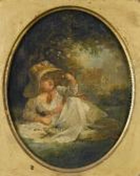 An Allegory Of Spring; And An Allegory Of Winter, Both In Painted Ovals - view 1