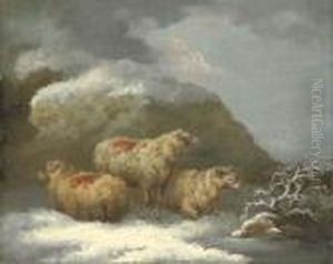 Sheep In A Winter Landscape by George Morland