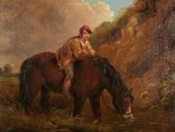 Young Boy On A Horse Before A Landscape - view 1