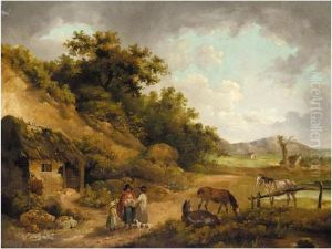 Peasants Talking Outside A Ruined Cottage In A Landscape By The Coast Peasants Talking Outside A Ruined Cottage In A Landscape By The Coast