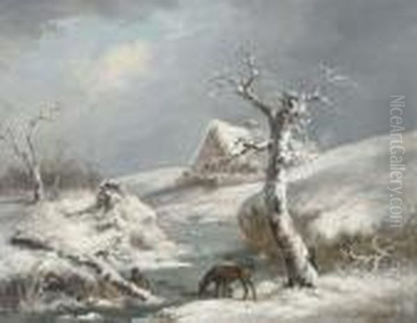 Figures By A Frozen Stream - view 1