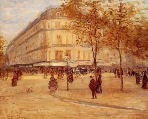 Place Du Theature Francais, Paris by Jean-Francois Raffaelli