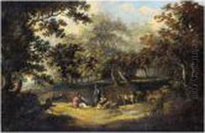 A Gipsy Family In A Wooded Landscape