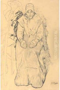 An old woman, seated, in Breton dress by Jean-Francois Raffaelli