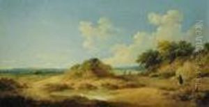 A Heathland Landscape With Figures On A Path by George Morland