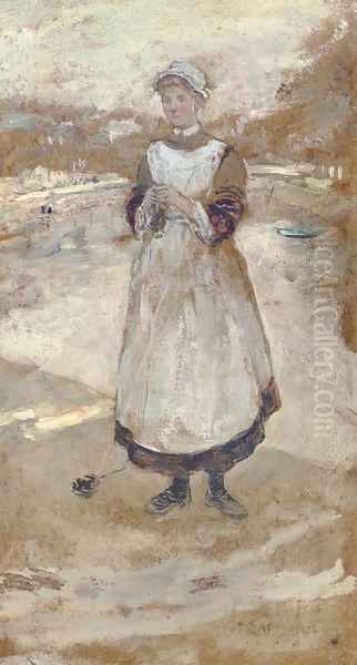 A Housemaid before a road - view 1