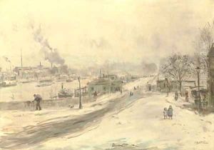 Au bord de la Seine, environs de Paris by Jean-Francois Raffaelli
