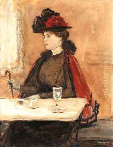 Jeune femme au cafe by Jean-Francois Raffaelli