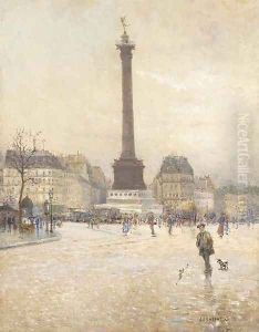 La Place de la Bastille, Paris by Jean-Francois Raffaelli