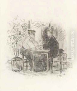 Le bouteille du vin by Jean-Francois Raffaelli