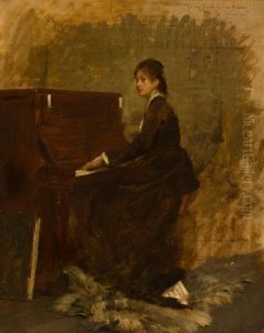 Girl At Piano by Theodore Robinson