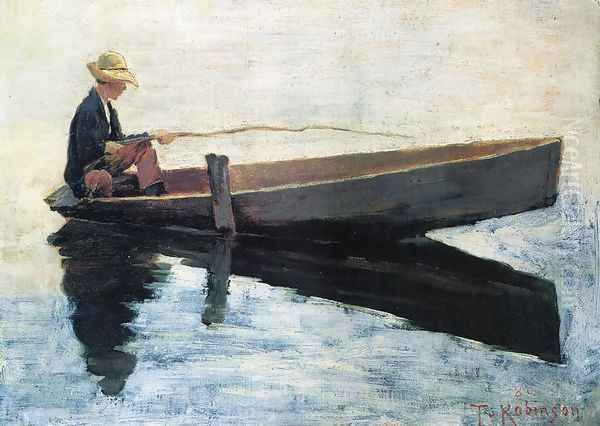 Boy in a Boat Fishing - view 1