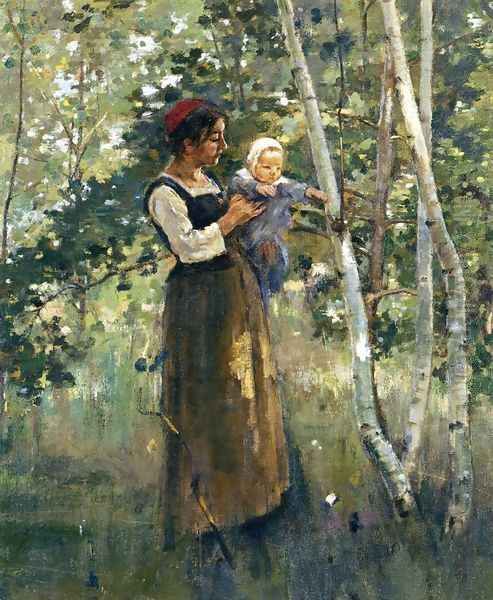 Mother And Child By The Hearth - view 1