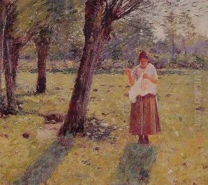 Girl Sewing by Theodore Robinson