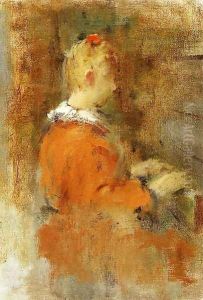 Girl in Red at the Piano by Theodore Robinson