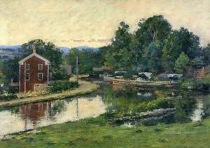 Evening at the Lock by Theodore Robinson