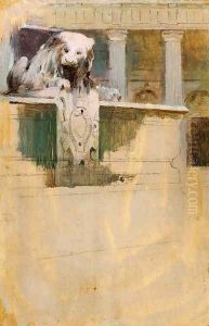 Place St. Sulpice, Paris (unfinished) by Theodore Robinson