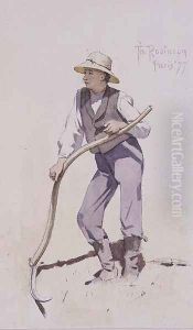 Youth Resting on a Scythe, 1877 by Theodore Robinson