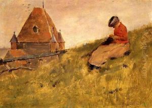 On the Cliff: A Girl Sewing