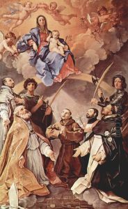 Enthroned Madonna and the Holy City of Bologna, St. Ignatius Loyola, St. Petronius, St. Proculus of Bologna, St. Fr by Guido Reni